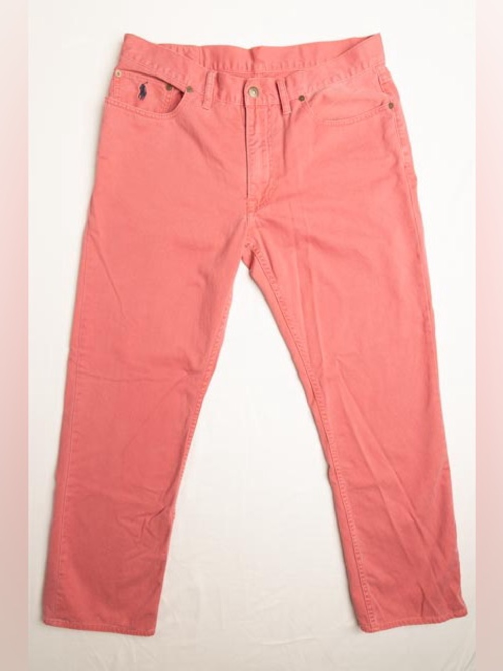Polo Ralph Lauren 67 Straight Mens Salmon Pink Denim Jeans Pants 34x30 Coral